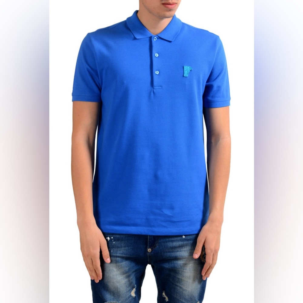 Versace Collection Men's Bright Blue Short Sleeves Polo Shirt